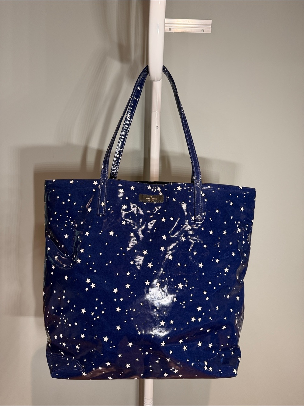 kate spade Bon Shopper navy patent star print tote